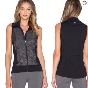 ALO Yoga Lakeside Navy Zip-Up Sleeveless Vest With Collar Size Small